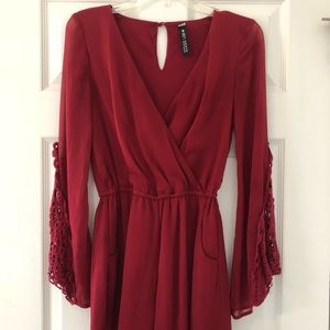 Design Lab Maroon Long Sleeve Romper